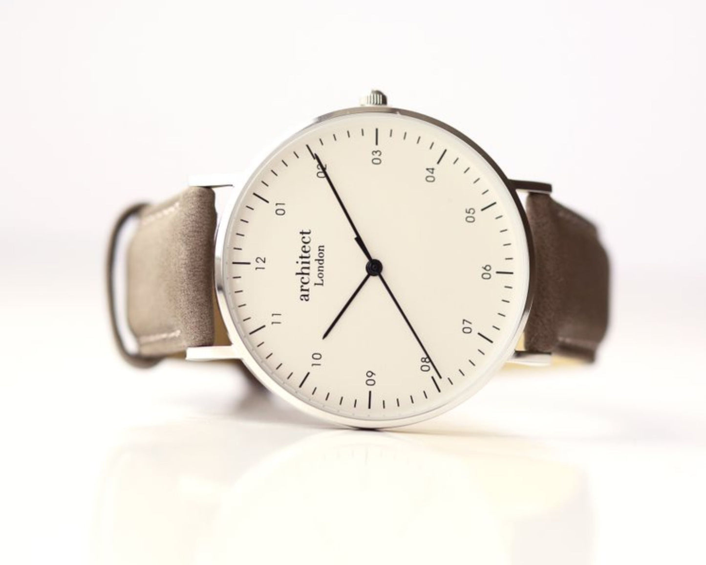 Men's Architect Zephyr with Urban Grey Leather Strap- Own Handwriting Watch engraved with your message by WeddingCharmGifts