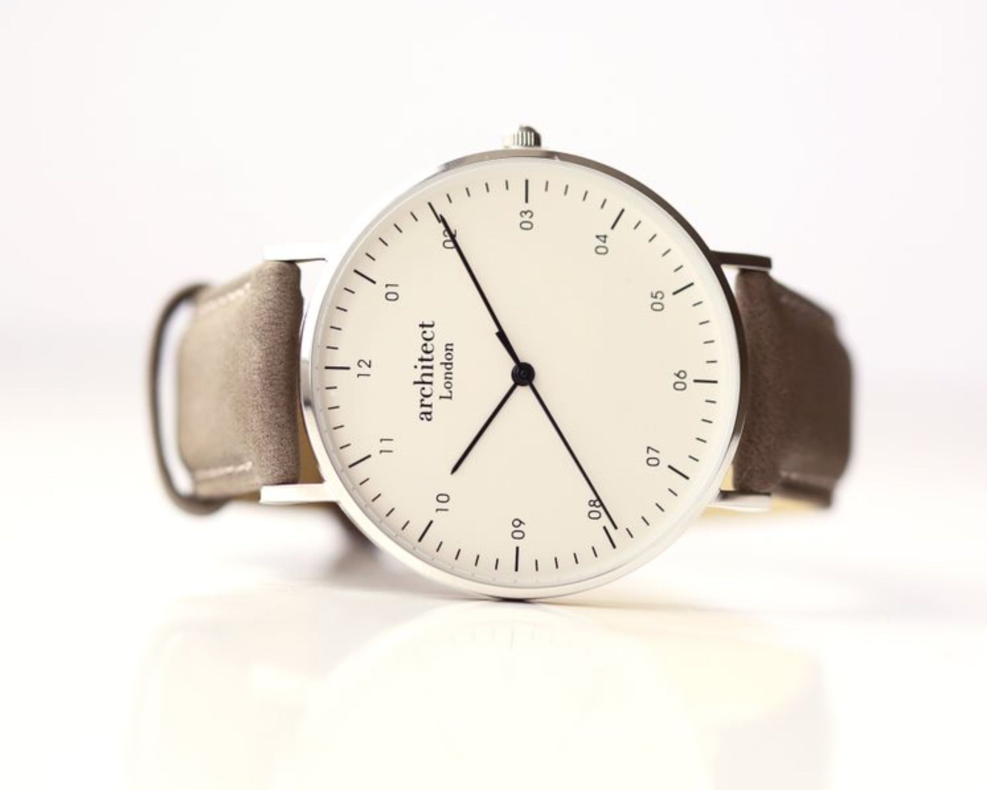 Men's Architect Zephyr with Urban Grey Leather Strap- Modern Font Watch engraved with your message by WeddingCharmGifts