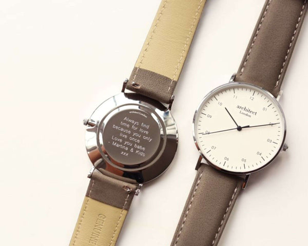 Men's Architect Zephyr with Urban Grey Leather Strap- Modern Font