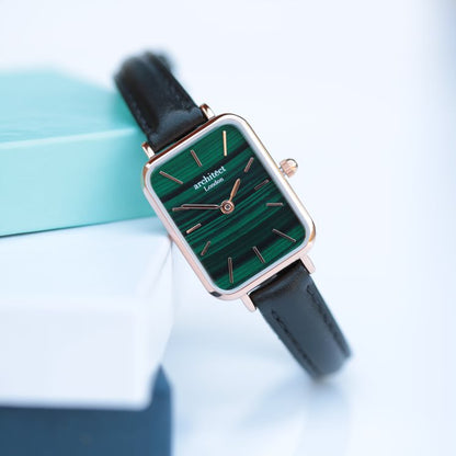 Women's Lillie in Pine Green- Modern Font Watch engraved with your message by WeddingCharmGifts