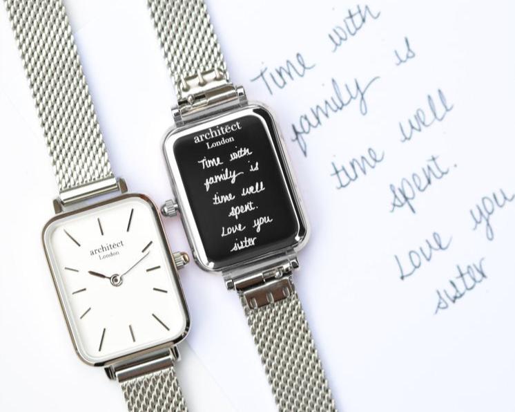 Women's Lillie in Silver Mesh- Own Handwriting Watch engraved with your message by WeddingCharmGifts