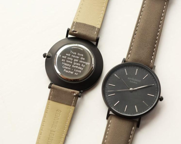 Men's Architect Black Face Zephyr with Urban Grey Strap- Modern Font