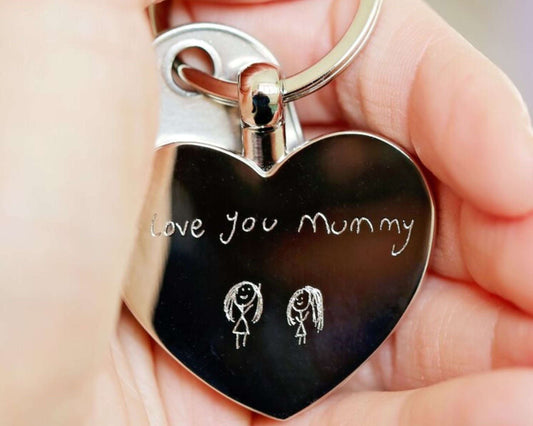 Hearts Forever Keychain- Own Handwriting Keychain engraved with your message by Wedding Charm Gifts