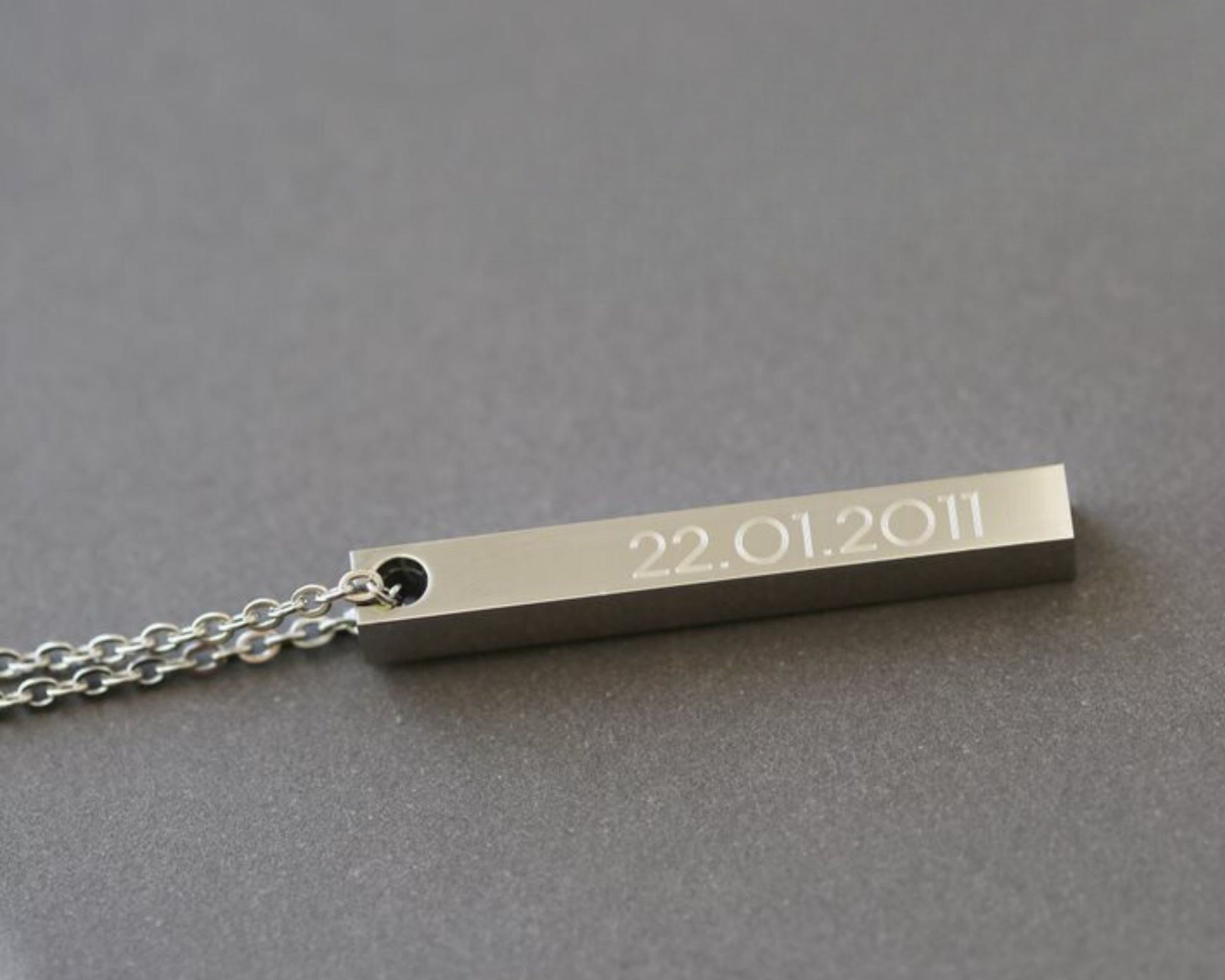 Silver Bar Necklace- Modern Font Necklace engraved with your message by Wedding Charm Gifts