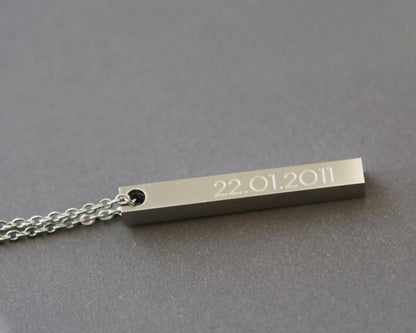 Gold Bar Necklace- Modern Font Necklace engraved with your message by Wedding Charm Gifts