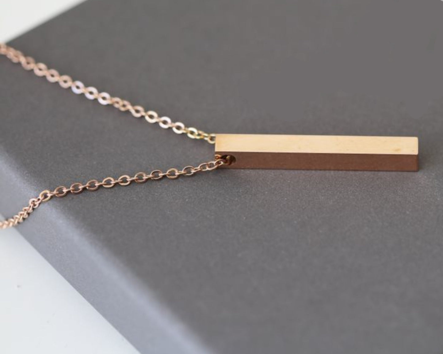 Silver Bar Necklace- Modern Font Necklace engraved with your message by Wedding Charm Gifts