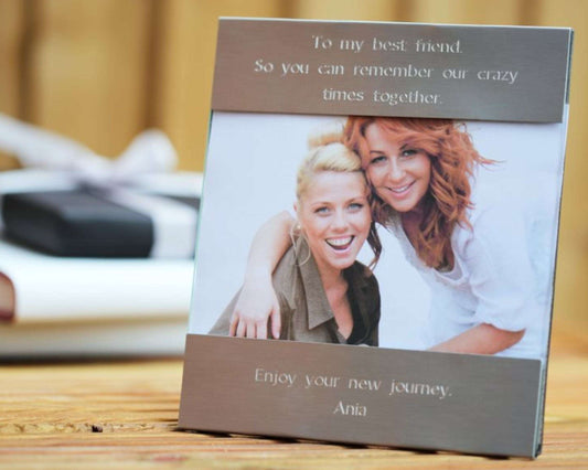 Engraved Photo Frame- Modern Font Frame engraved with your message by Wedding Charm Gifts