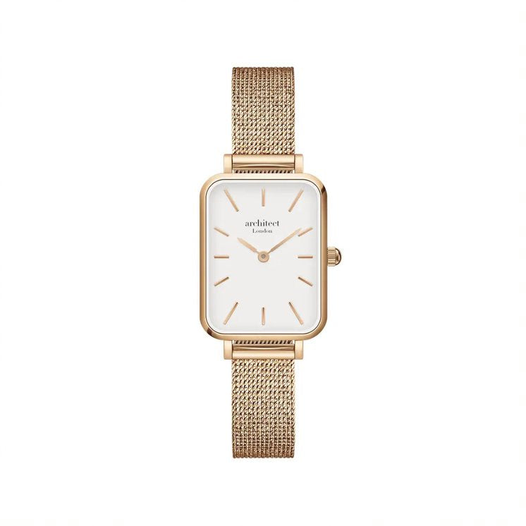 Women's Lillie in Rose Gold Mesh- Modern Font Watch engraved with your message by WeddingCharmGifts