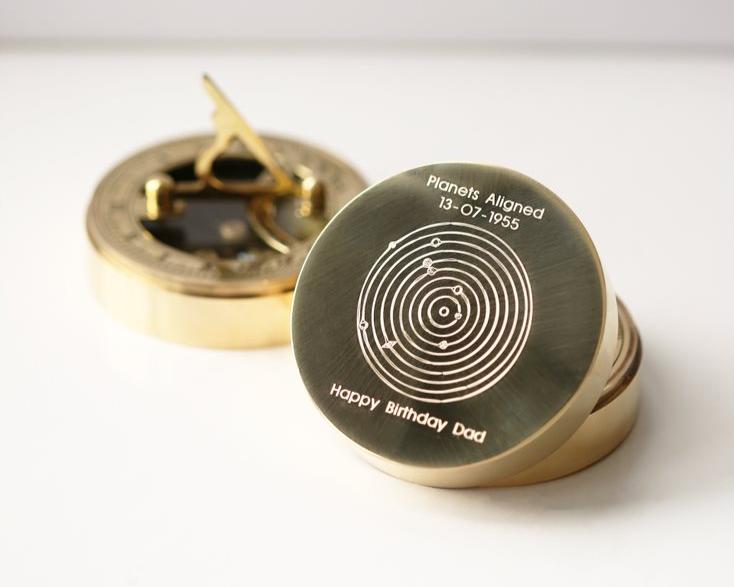 Planets Aligned Nautical Sundial Compass Compass engraved with your message by Wedding Charm Gifts