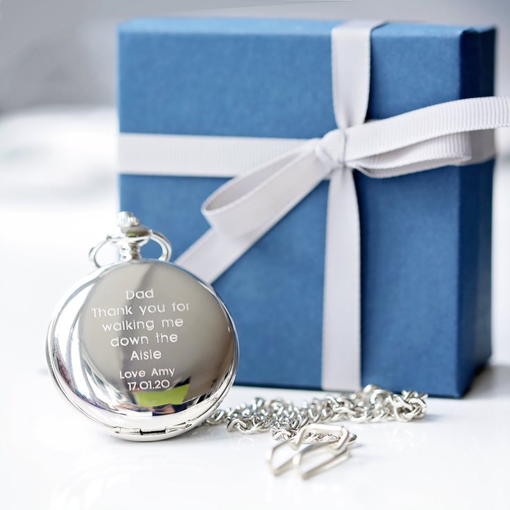 Engraved Dual-Opening Pocket Watch with Chain - Own Handwriting Engraving Pocket Watch engraved with your message by wedding charm gifts