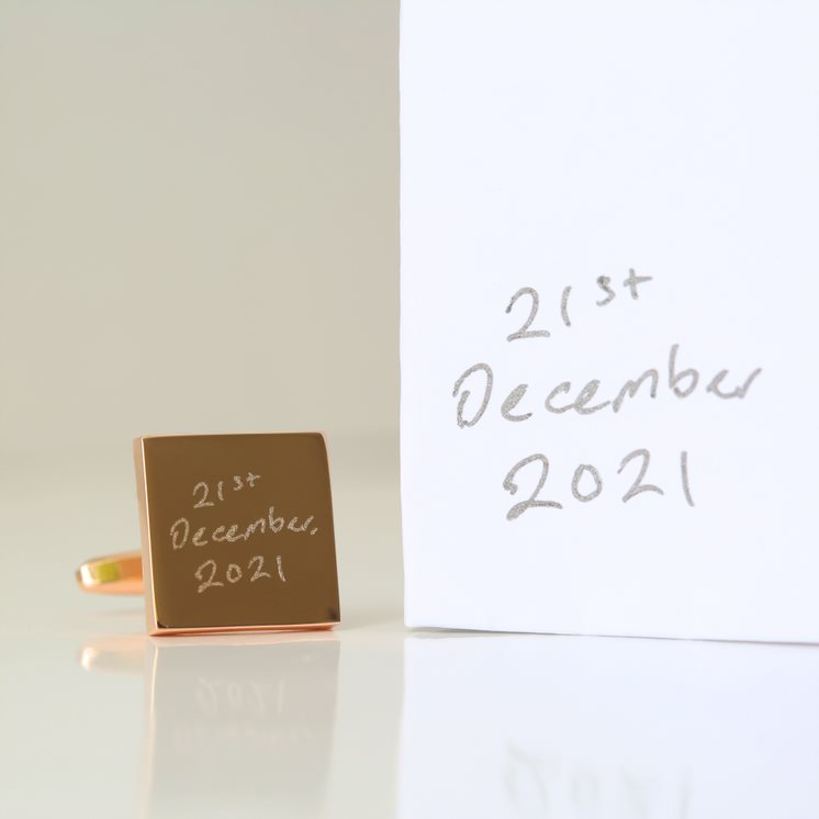 Rose Gold Square Cufflinks with Own Handwriting Cufflinks engraved with your message by Wedding Charm Gifts