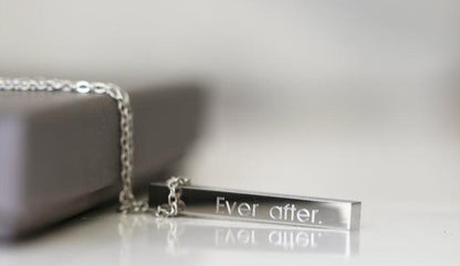 Silver Bar Necklace- Modern Font Necklace engraved with your message by Wedding Charm Gifts