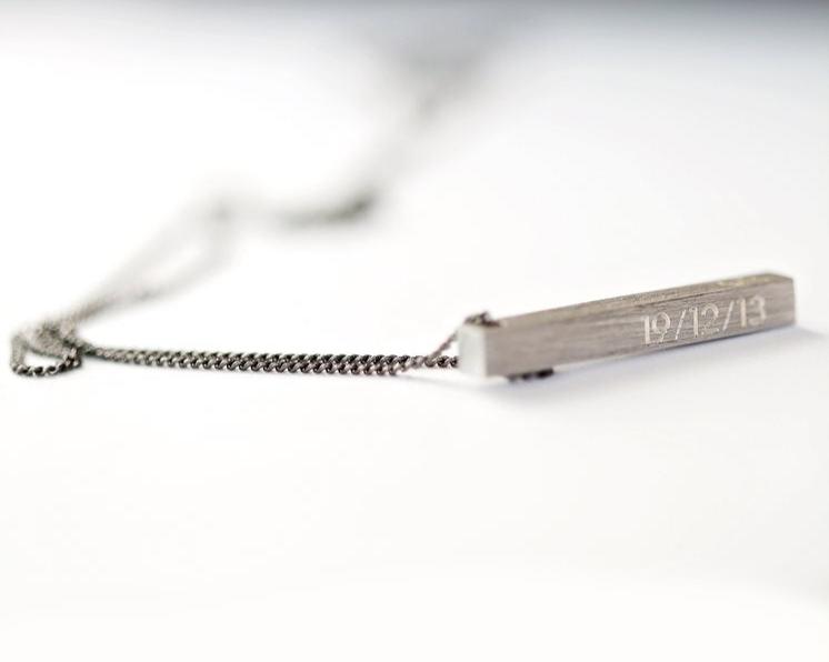 Brushed Bar Necklace- Modern Font Necklace engraved with your message by Wedding Charm Gifts