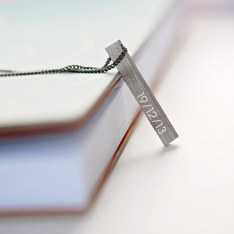 Brushed Bar Necklace- Modern Font Necklace engraved with your message by Wedding Charm Gifts