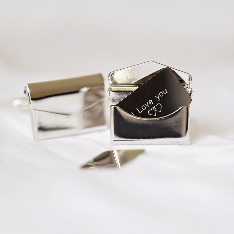 Secret Message Envelope Cufflinks in Modern Font Cufflinks engraved with your message by Wedding Charm Gifts