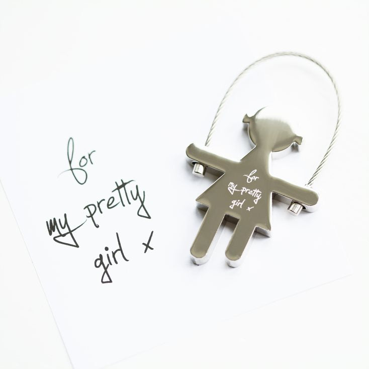 Sally & Sam Keychains- Own Handwriting Keychain engraved with your message by Wedding Charm Gifts