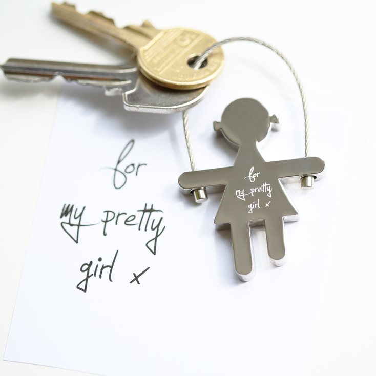 Sally & Sam Keychains- Own Handwriting Keychain engraved with your message by Wedding Charm Gifts