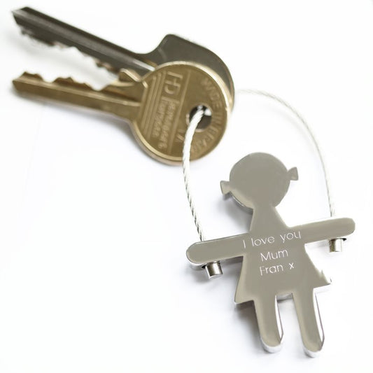 Sally & Sam Keychains- Modern font Keychain engraved with your message by Wedding Charm Gifts