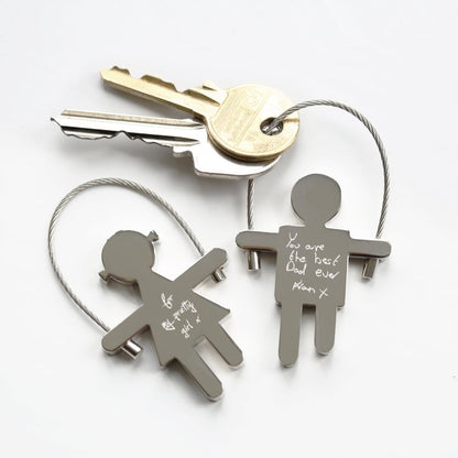 Sally & Sam Keychains- Own Handwriting Keychain engraved with your message by Wedding Charm Gifts