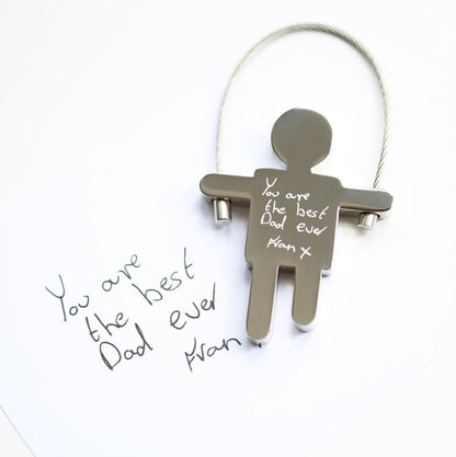 Sally & Sam Keychains- Own Handwriting Keychain engraved with your message by Wedding Charm Gifts