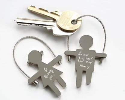 Sally & Sam Keychains- Own Handwriting Keychain engraved with your message by Wedding Charm Gifts