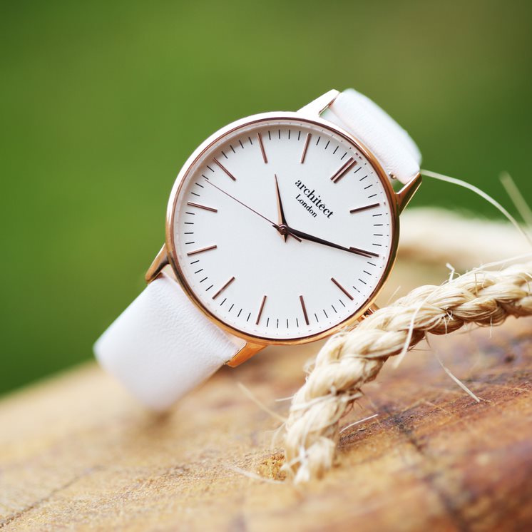 Ladies Blanc with White Strap- Own Handwriting Watch engraved with your message by WeddingCharmGifts