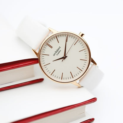 Ladies Blanc with White Strap- Own Handwriting Watch engraved with your message by WeddingCharmGifts