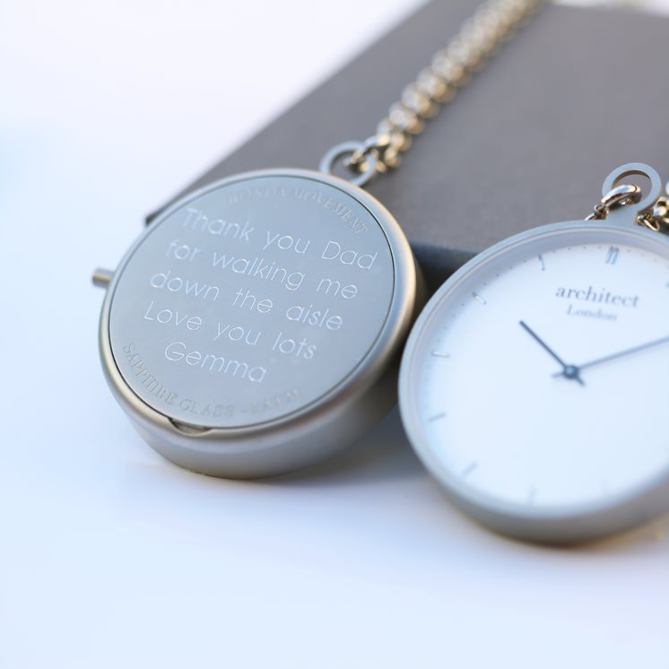 Modern Pocket Watch in Silver- Modern Font Pocket Watch engraved with your message by WeddingCharmGifts