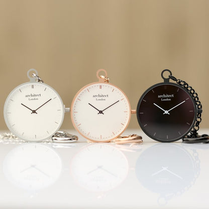 Modern Pocket Watch in Rose Gold- Modern Font Pocket Watch engraved with your message by WeddingCharmGifts