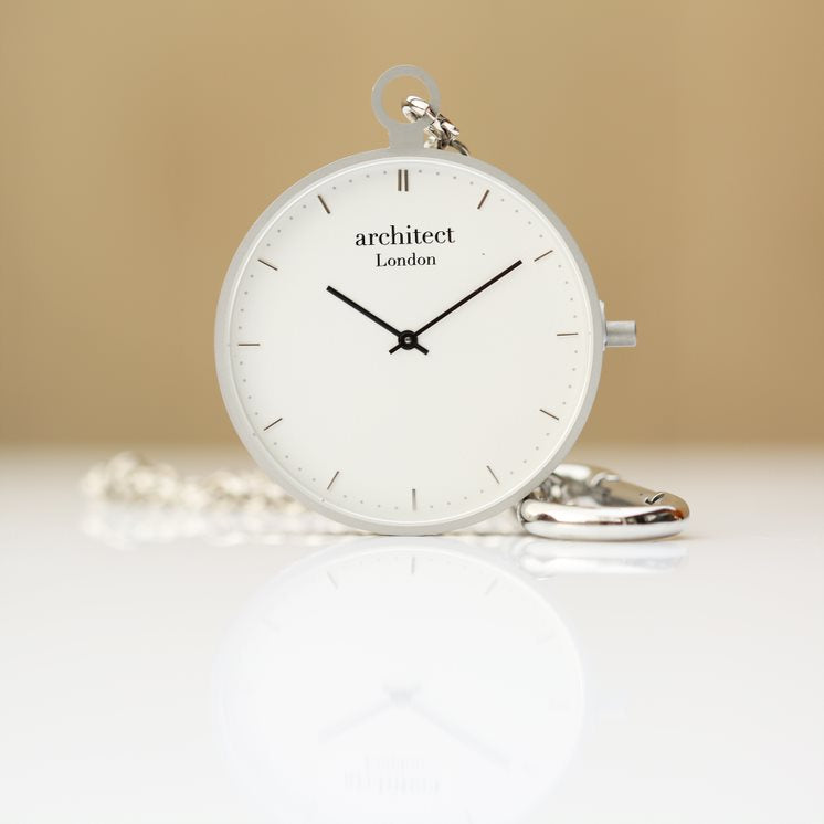 Modern Pocket Watch in Silver- Modern Font Pocket Watch engraved with your message by WeddingCharmGifts