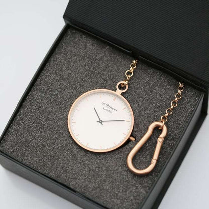 Modern Pocket Watch in Rose Gold- Modern Font Pocket Watch engraved with your message by WeddingCharmGifts