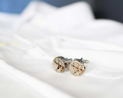 Gear Movement Cufflinks with Engraved Box Cufflinks engraved with your message by Wedding Charm Gifts