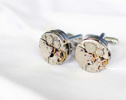 Gear Movement Cufflinks with Engraved Box Cufflinks engraved with your message by Wedding Charm Gifts