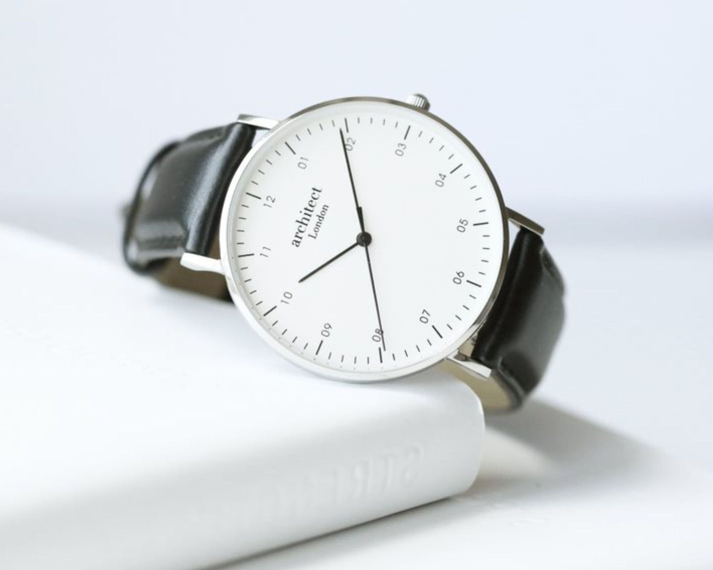 Men's Architect Zephyr with Black Leather Strap- Own Handwriting Watch engraved with your message by WeddingCharmGifts