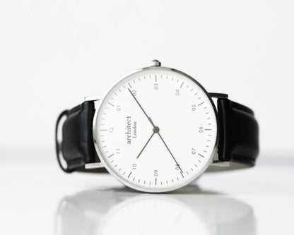 Men's Architect Zephyr with Black Leather Strap- Own Handwriting Watch engraved with your message by WeddingCharmGifts