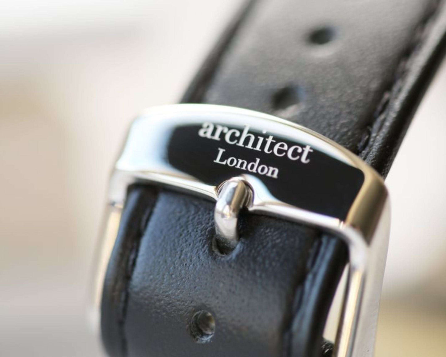 Men's Architect Zephyr with Black Leather Strap- Own Handwriting Watch engraved with your message by WeddingCharmGifts