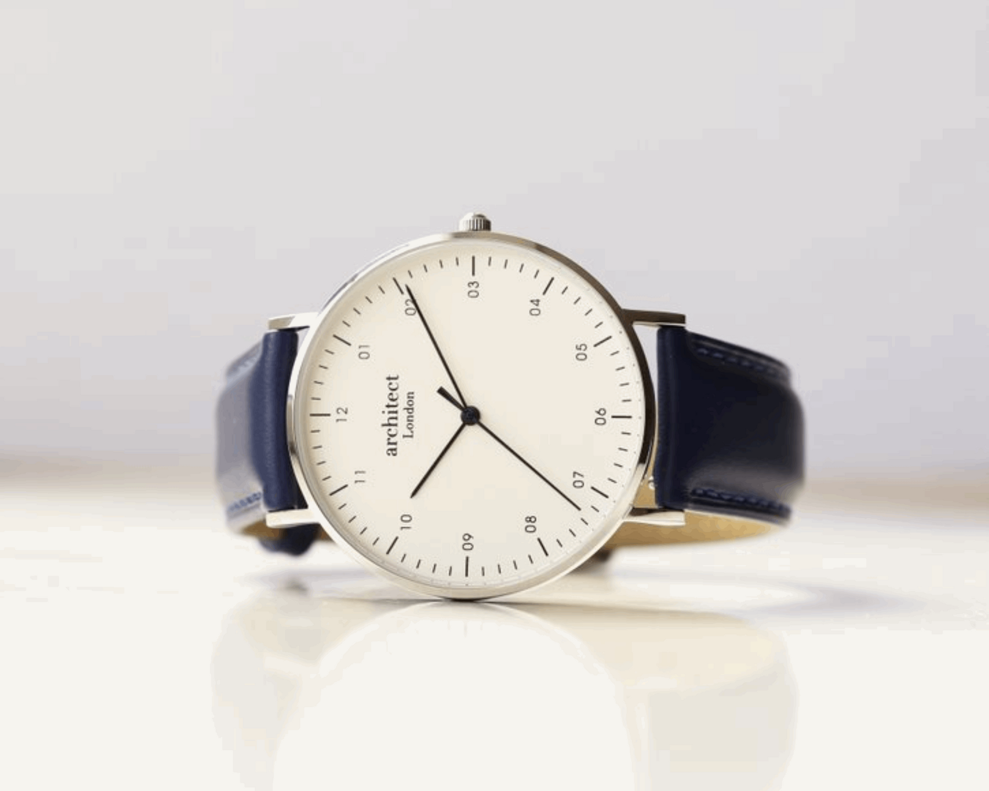 Men's Architect Zephyr with Admiral Blue Leather Strap- Own Handwriting Watch engraved with your message by WeddingCharmGifts