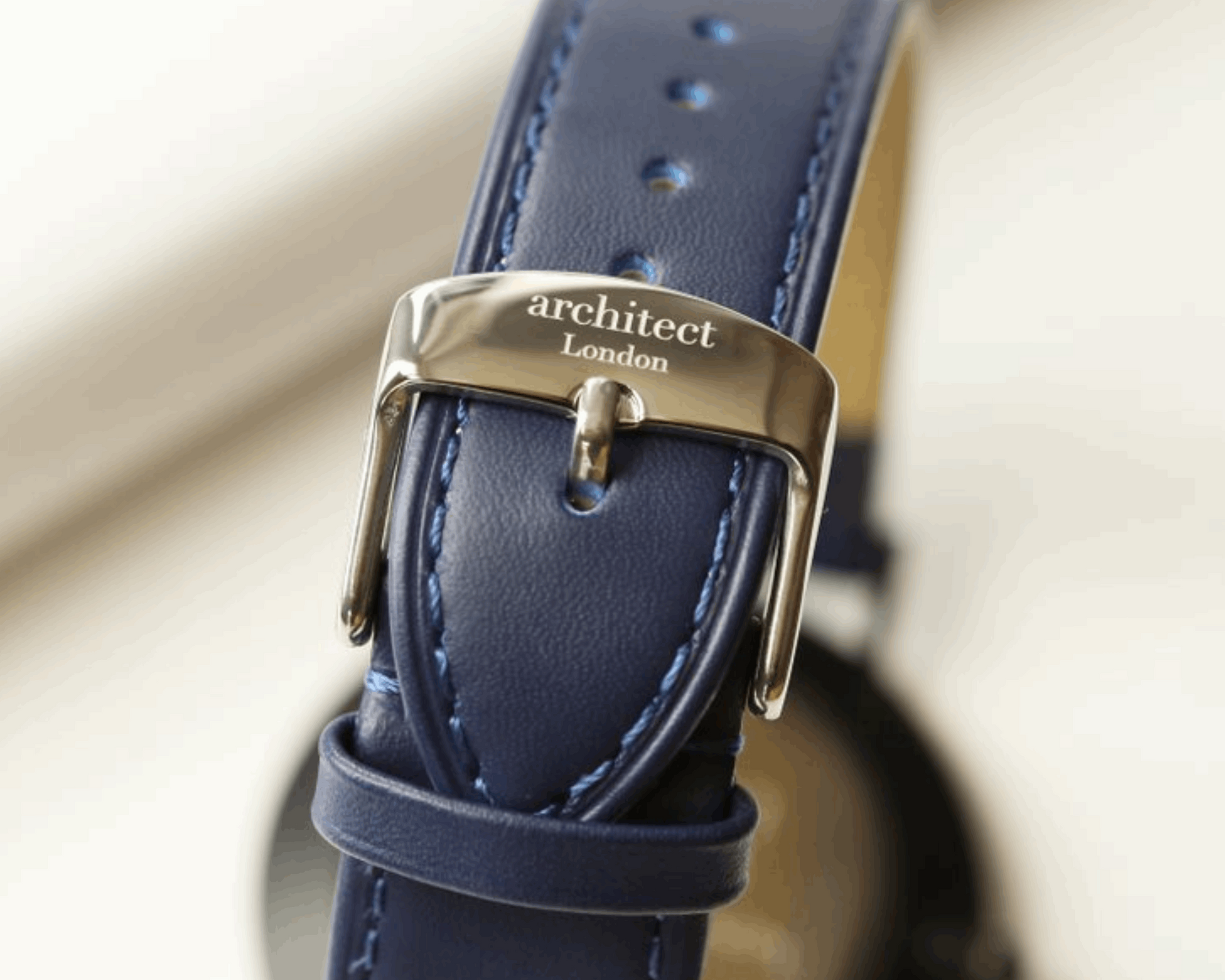 Men's Architect Zephyr with Admiral Blue Leather Strap- Own Handwriting Watch engraved with your message by WeddingCharmGifts