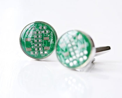 Real Circuit Board Cufflinks with Engraved Box Cufflinks engraved with your message by Wedding Charm Gifts